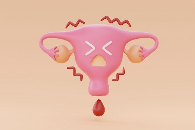 통증을 표현한 자궁 일러스트