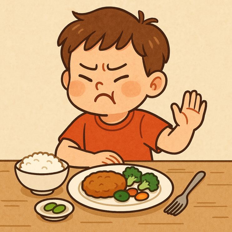 음식을 거부하는 아이 일러스트